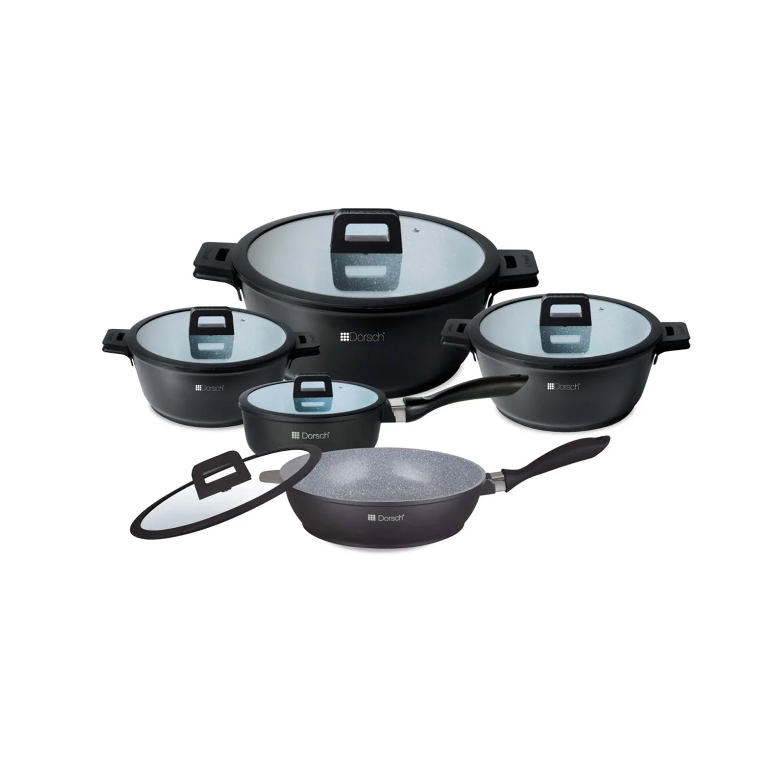 COOKWARE SET 10 PIECES DIE-CASTING W/MARBLE CERAMIC COATING
