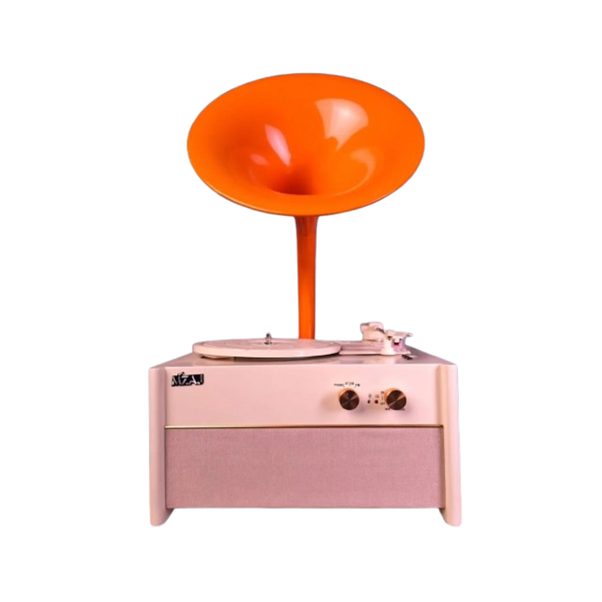 MZAJ Aureon Retro Elegance Turntable, BT/FM, Creme/Orange MZAJ