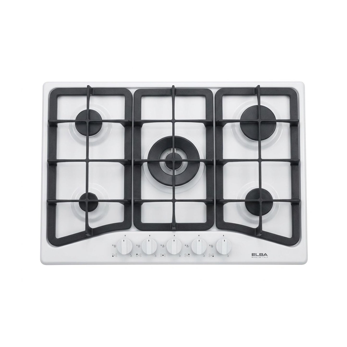 ELBA Hob 70 cm 5 Gas Burners Ignition Cast Iron White ELBA+