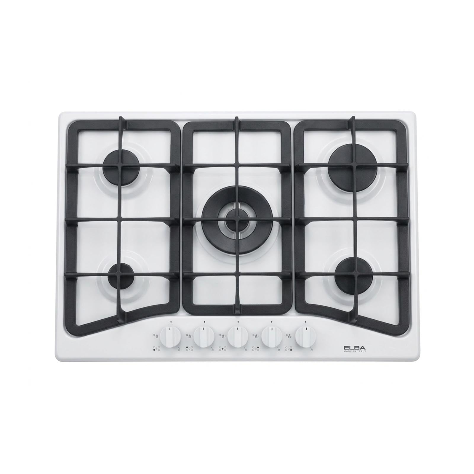 ELBA Hob 70 cm 5 Gas Burners Ignition Cast Iron White
