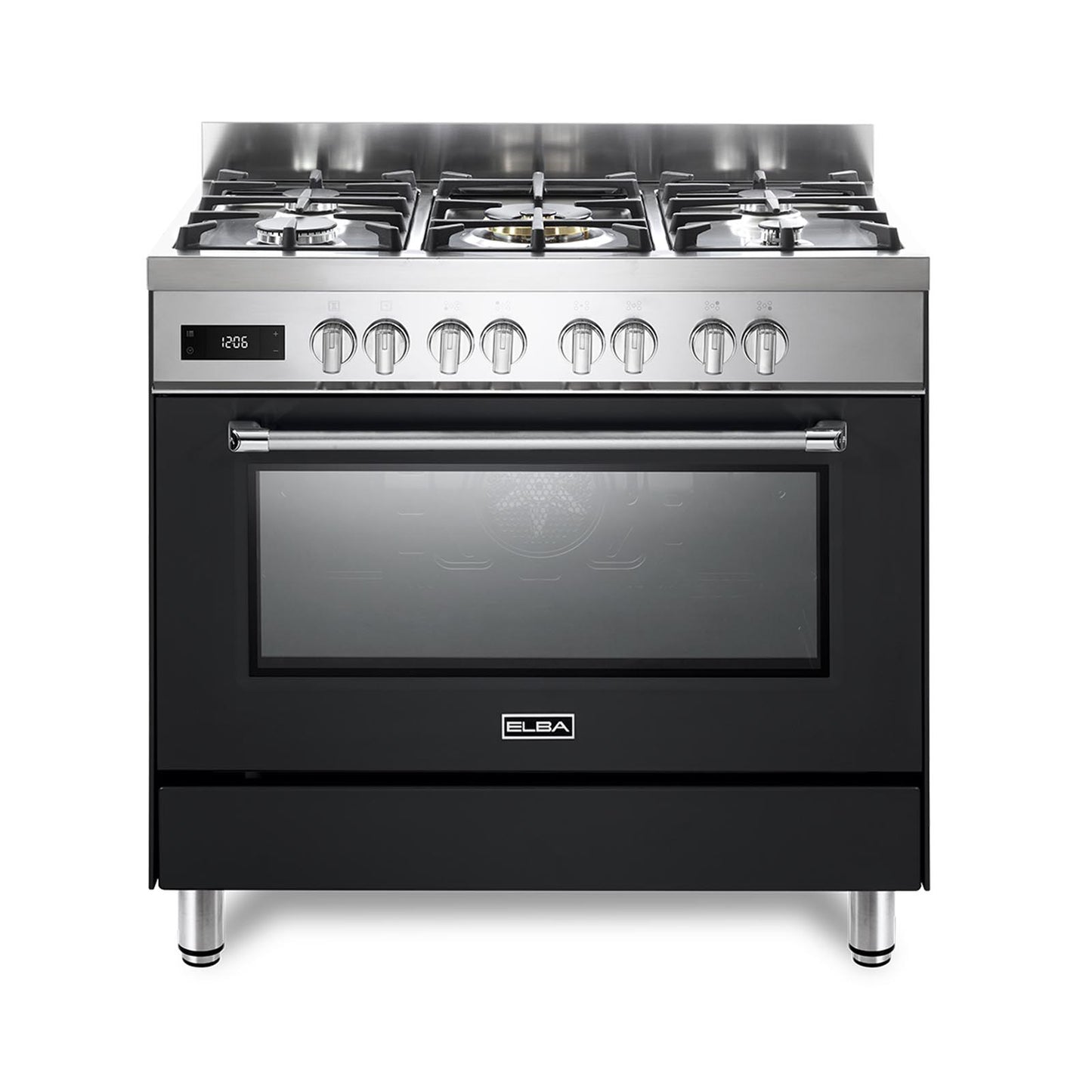 ELBA Cooker Semi Pro Wide 90cm 5Gas Burners Convection Black ELBA+