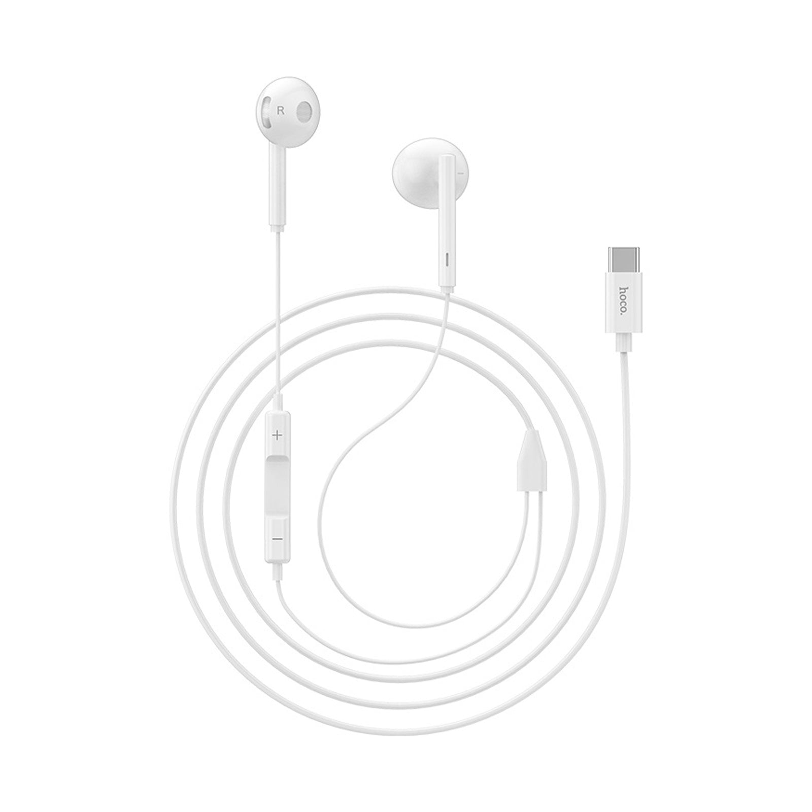 HOCO ACOUSTIC TYPE-C WIRED EARPHONES WITH MIC WHITE