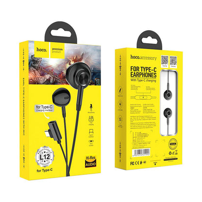 HOCO TYPE C EARPHONES WITH MIC AND CHARGING PORT