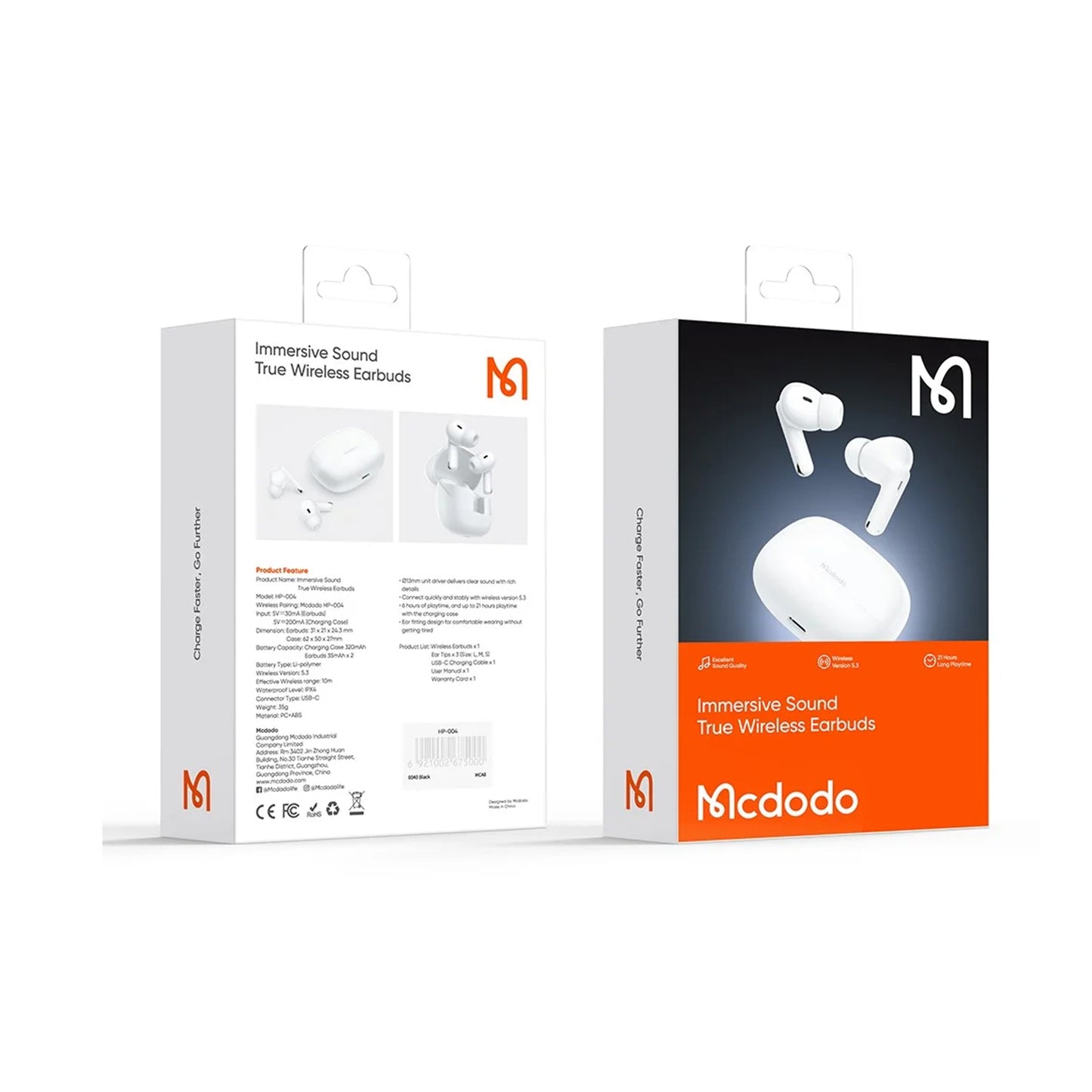 MCDODO HP-0040 Immersive Sound True Wireless Earbuds White