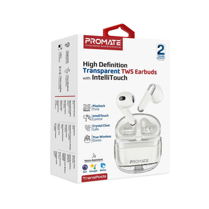 PROMATE HIGH DEFINITION TWS EARBUDS WITH INTELLITOUCH WHITE PROMATE