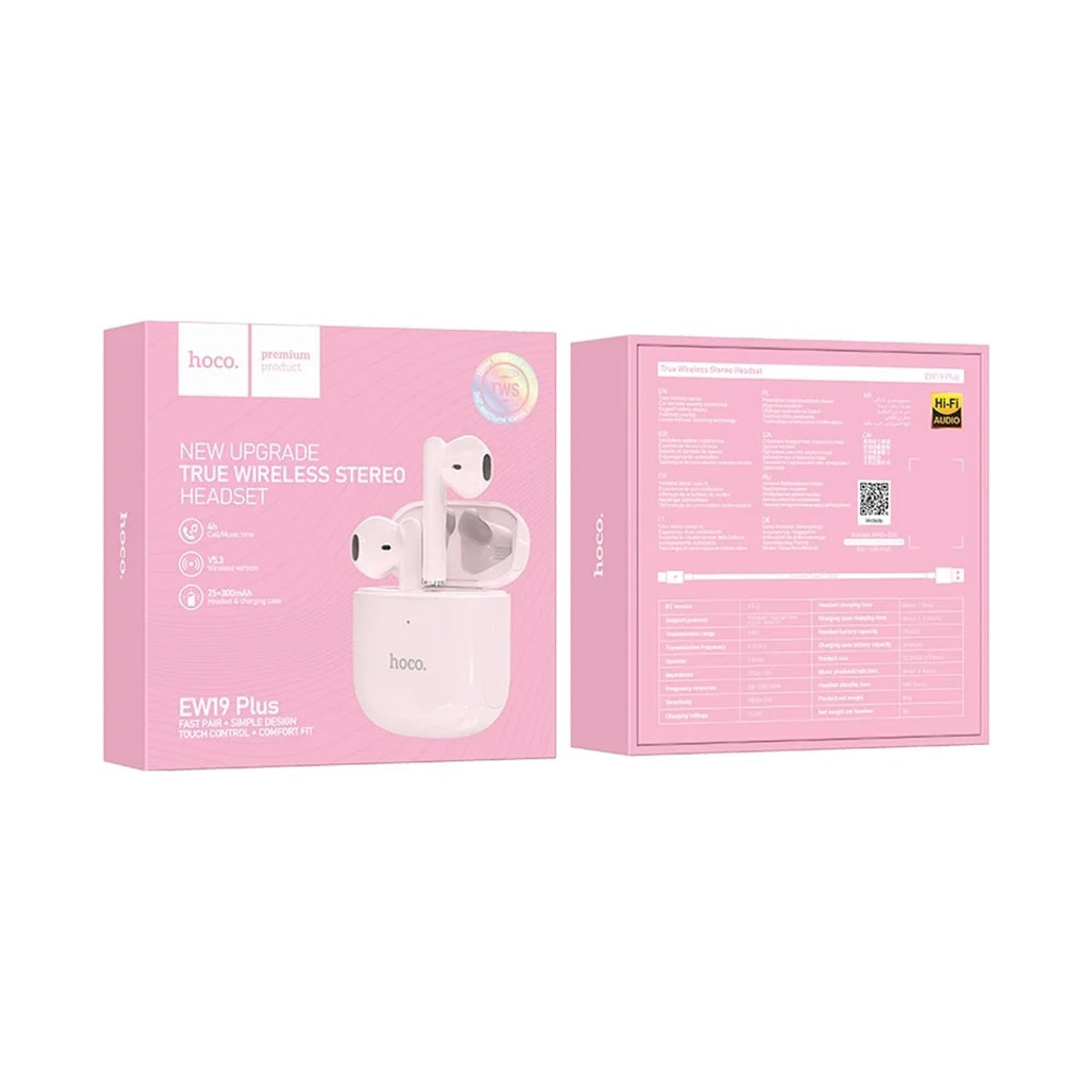 HOCO EW19 PLUS DELIGHTED TRUE WIRELESS HEADSET PINK