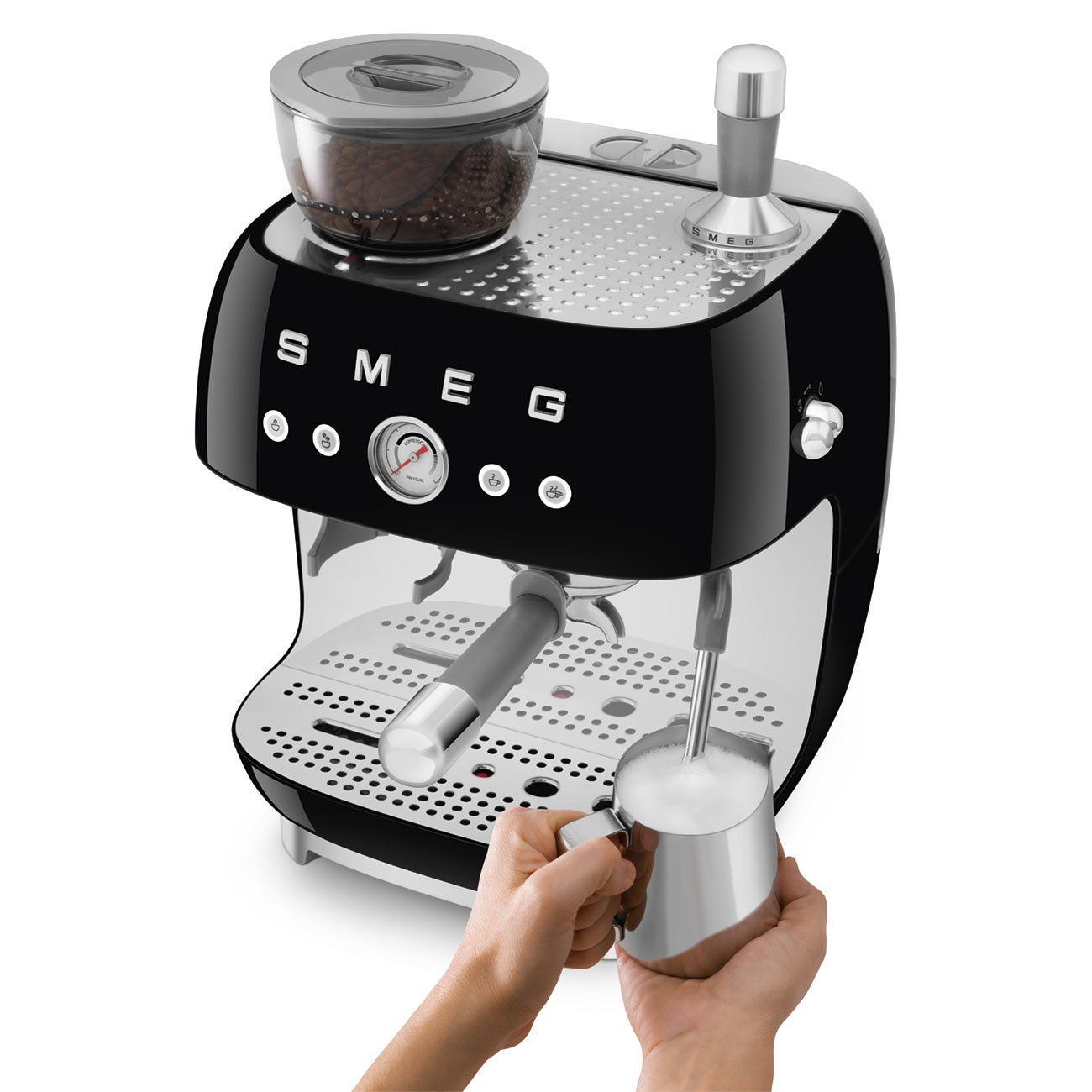 Smeg Espresso Coffee Machine With Grinder Black