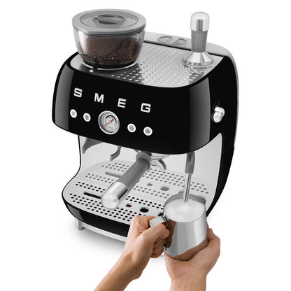 Smeg Espresso Coffee Machine With Grinder Black