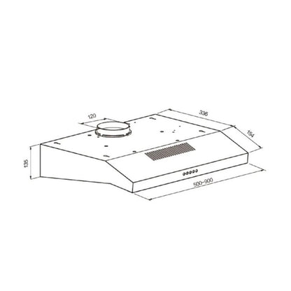 ELBA Built in Hood 90 cm 350m3/h Black(BU) ELBA