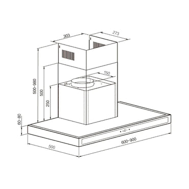 ELBA Wall Mounted Hood 60 cm 1000 m3/h Stainless Steel