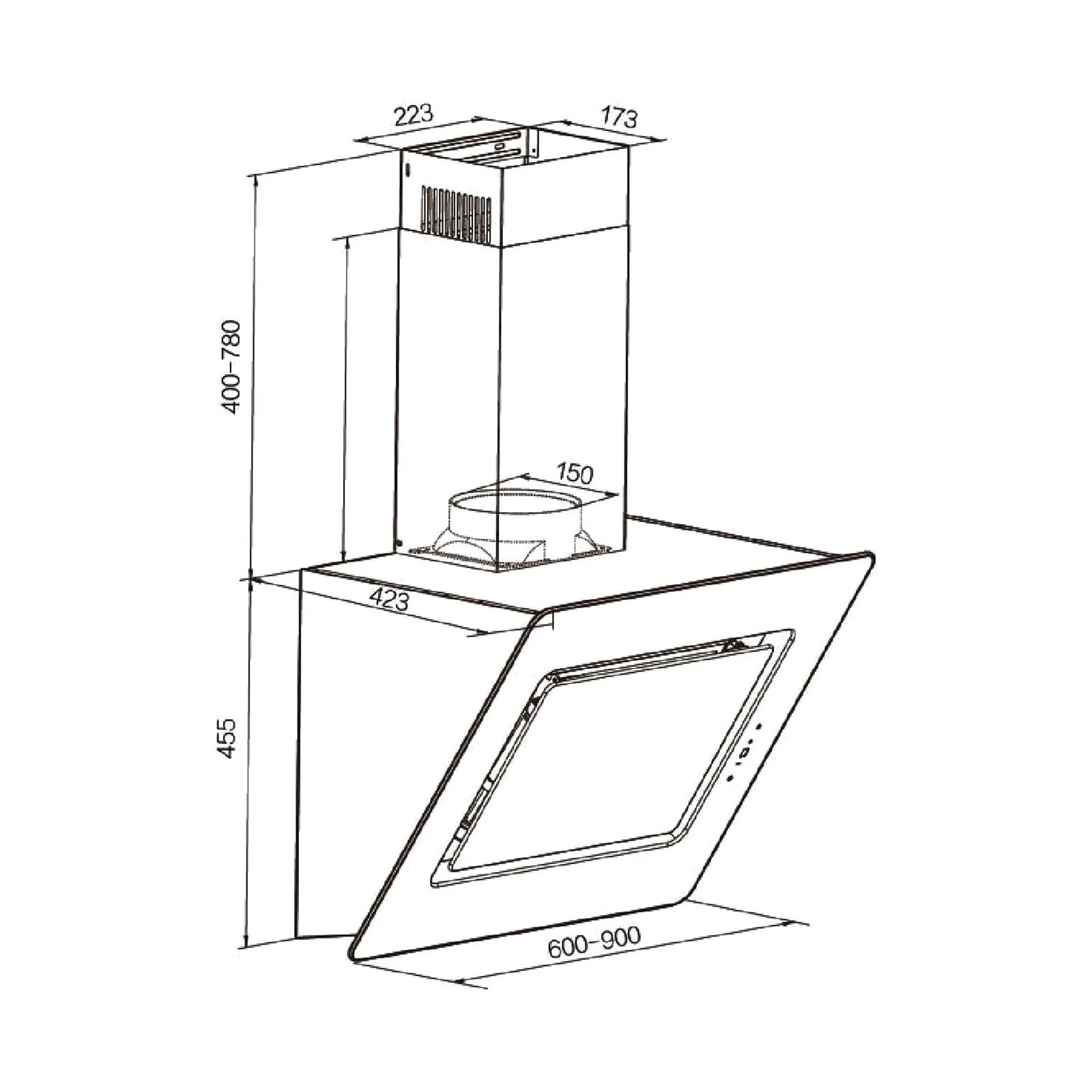 ELBA Wall Mounted Hood Incline 90 cm 1000 m3/h Glass Black