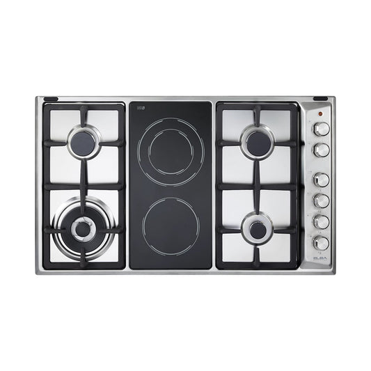 ELBA Hob 90cm 4Gas Burners+2 Ceramic Plates Safety Stainles