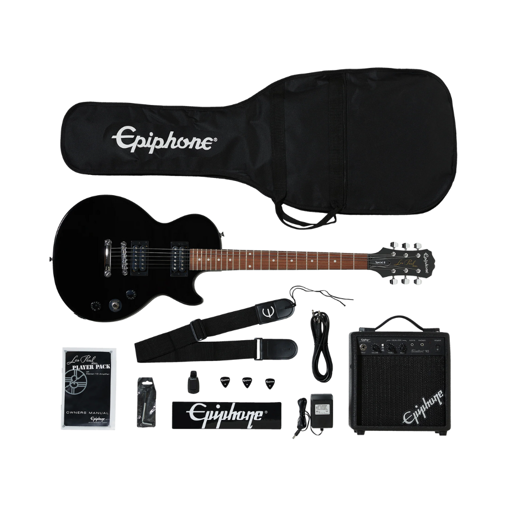 Epiphone Les Paul Electric Guitar Player Pack 220V, Ebony