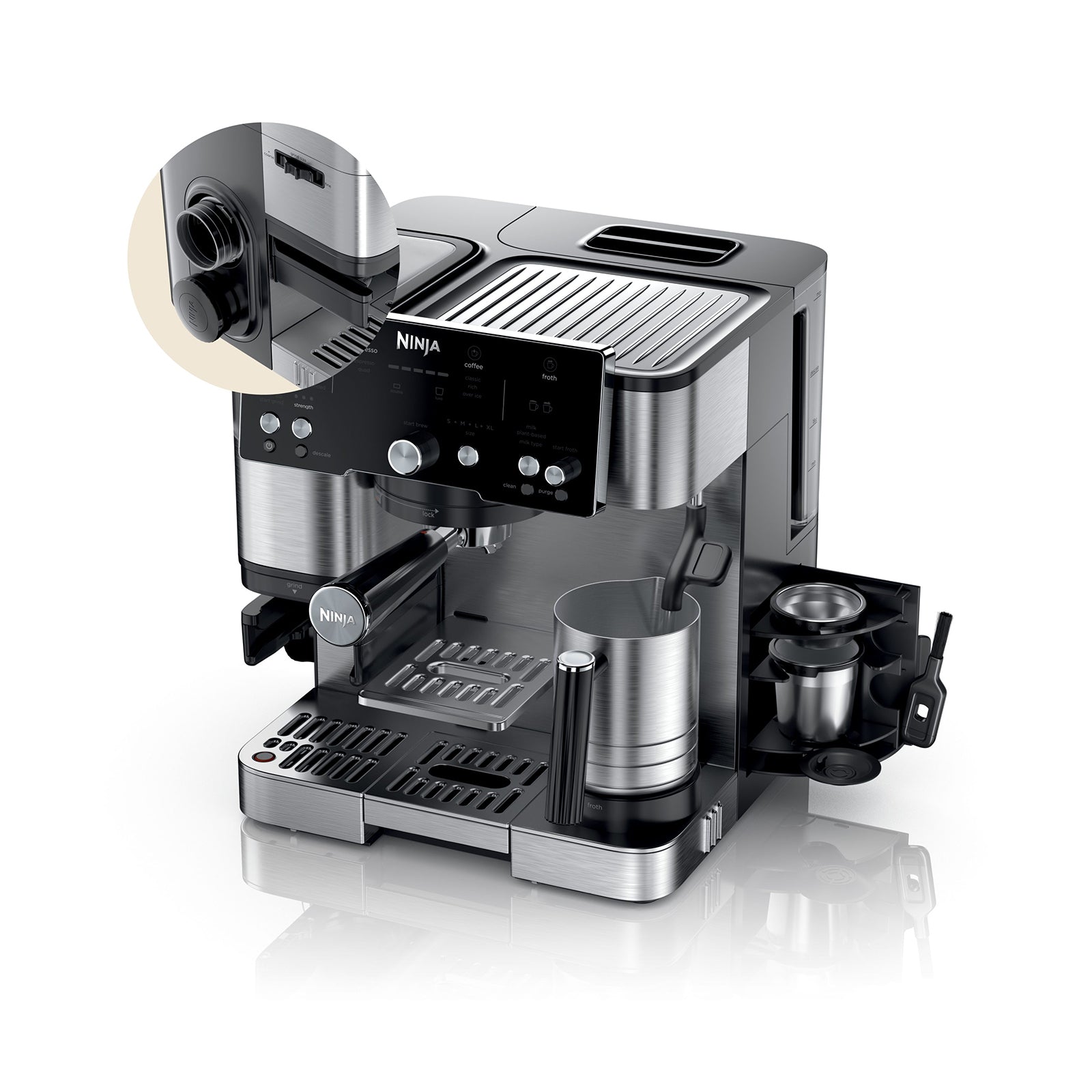 Ninja 2-in-1 Coffee Maker with Grinder and Frother for Latte