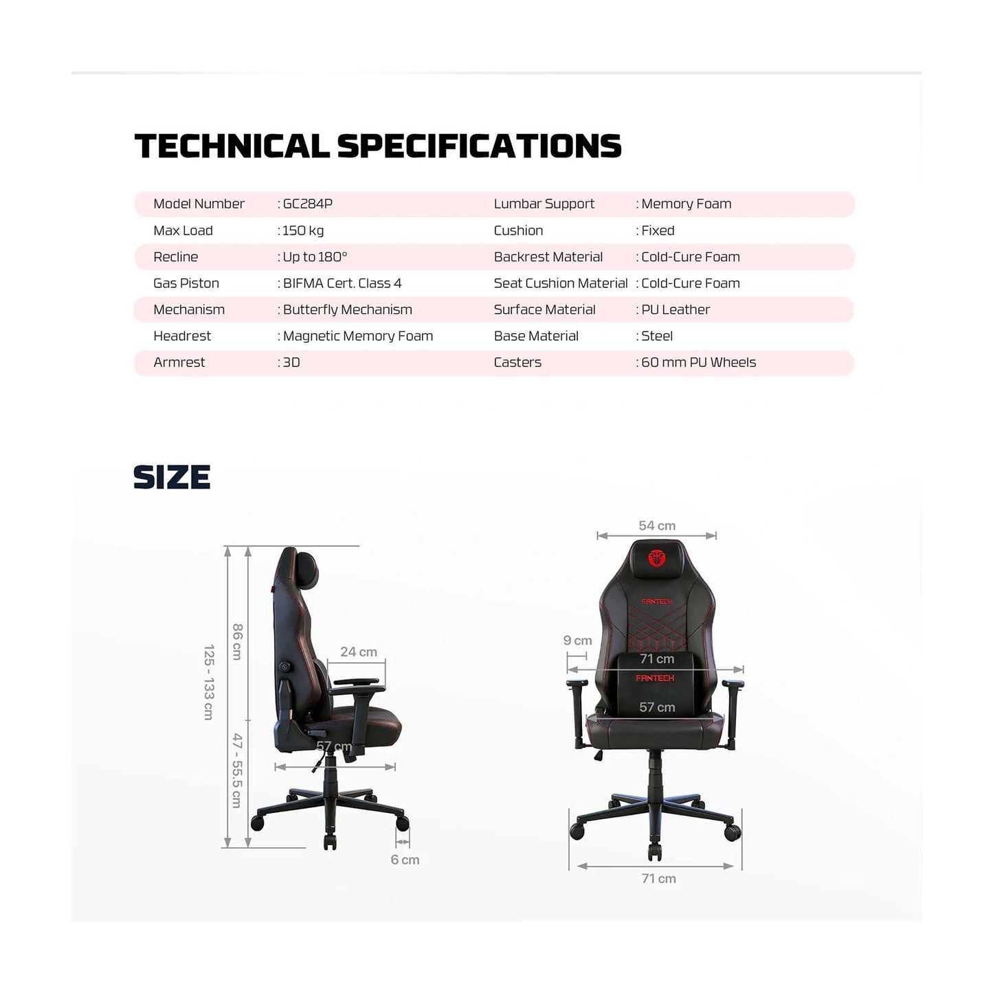 Fantech GC284P NEO ARC PRO Gaming Chair Black FANTECH