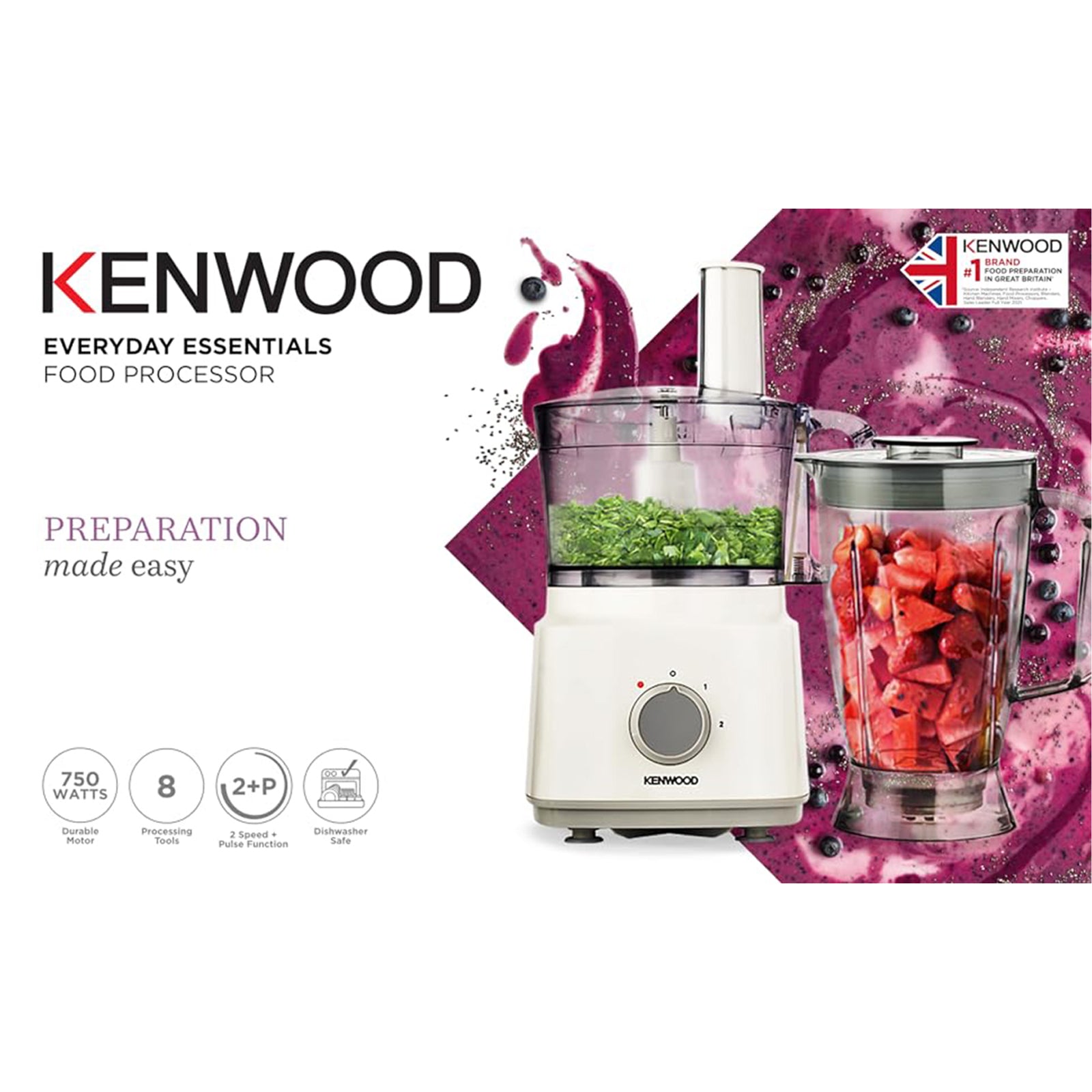 Kenwood MultiPro Compact Food Processor 2.1L 800W White