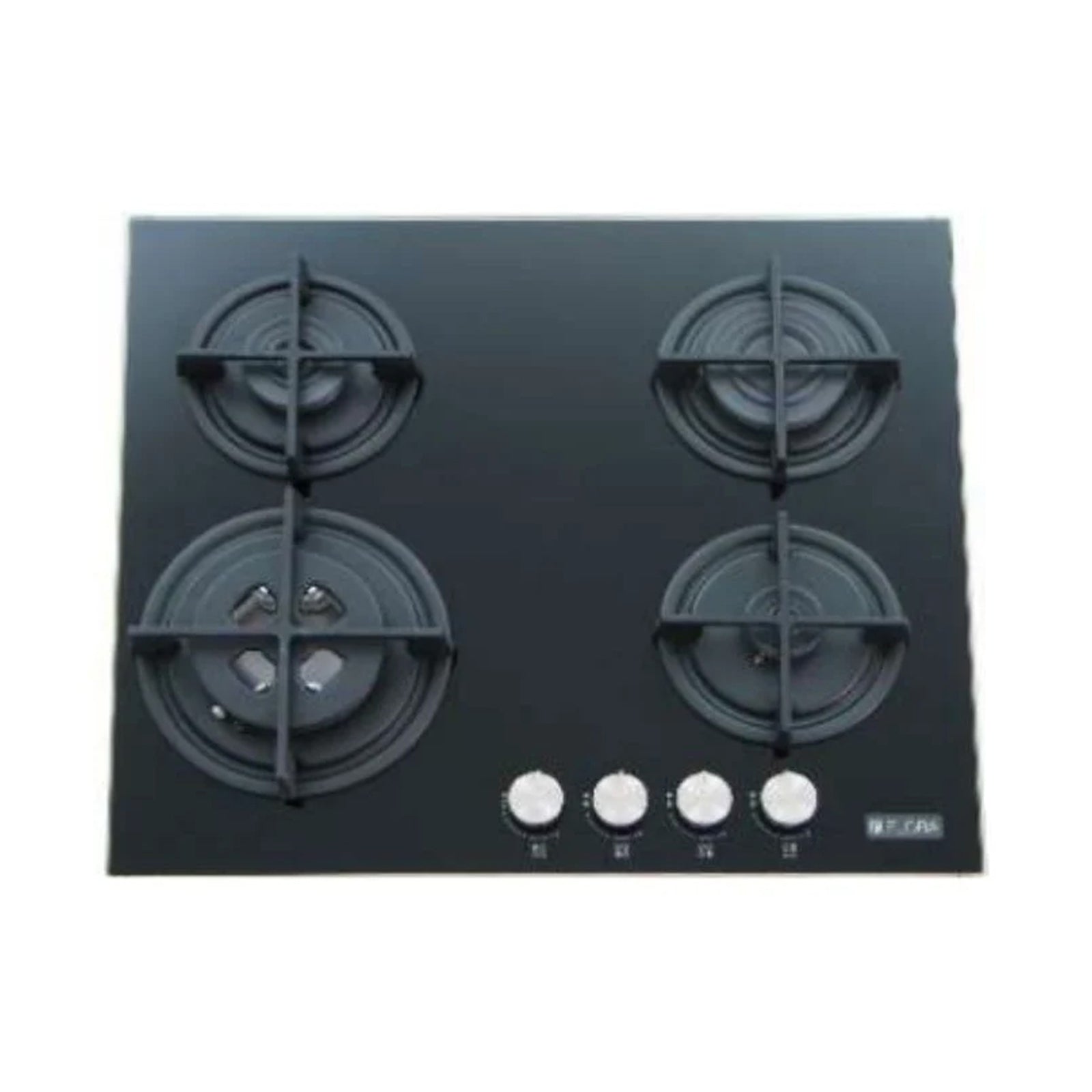 FLORA Hob 60 Cm 4 Gas Burners Cast Iron Glass Black