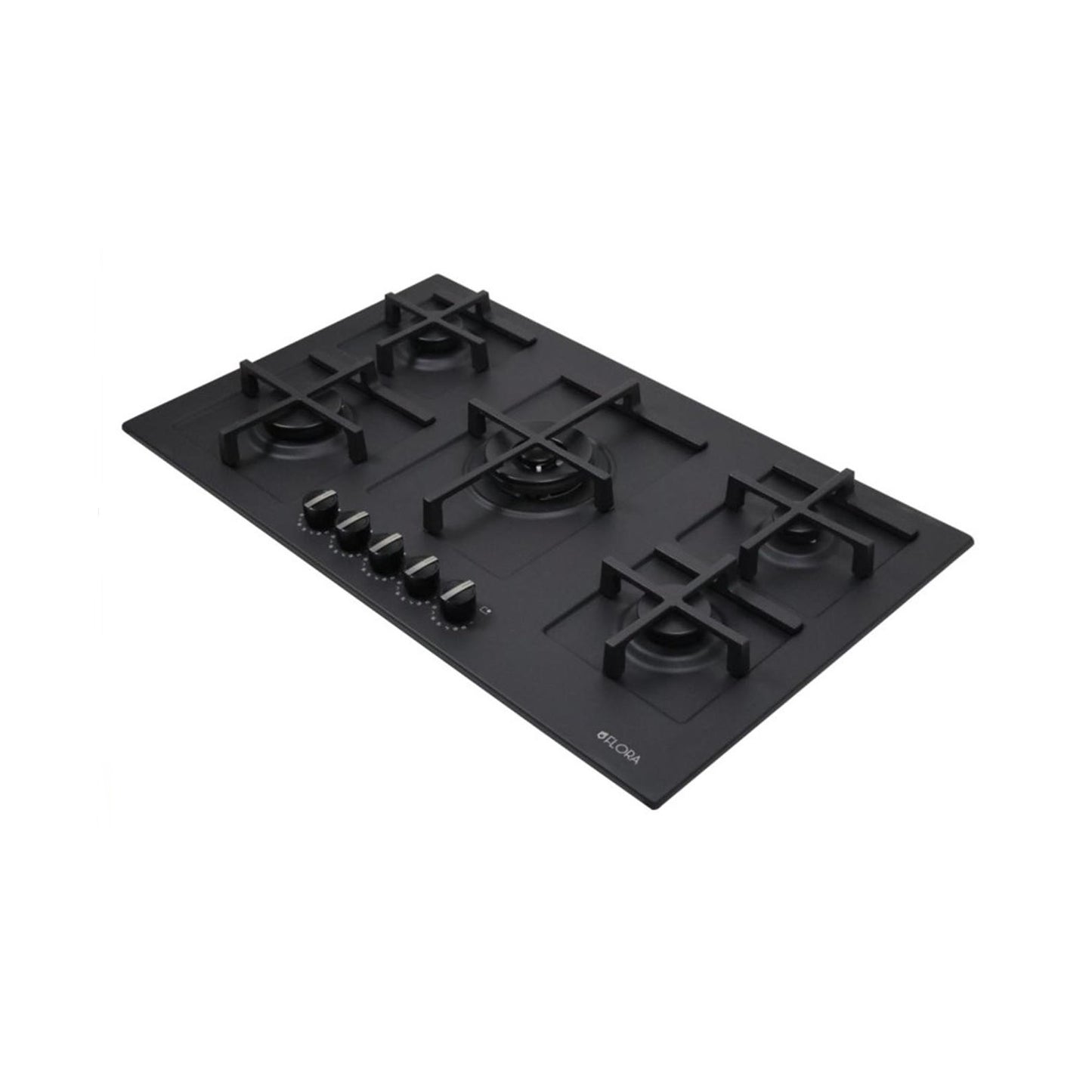 FLORA Hob 90 cm 5 Gas Burners Safety Step Flame Black Matt FLORA