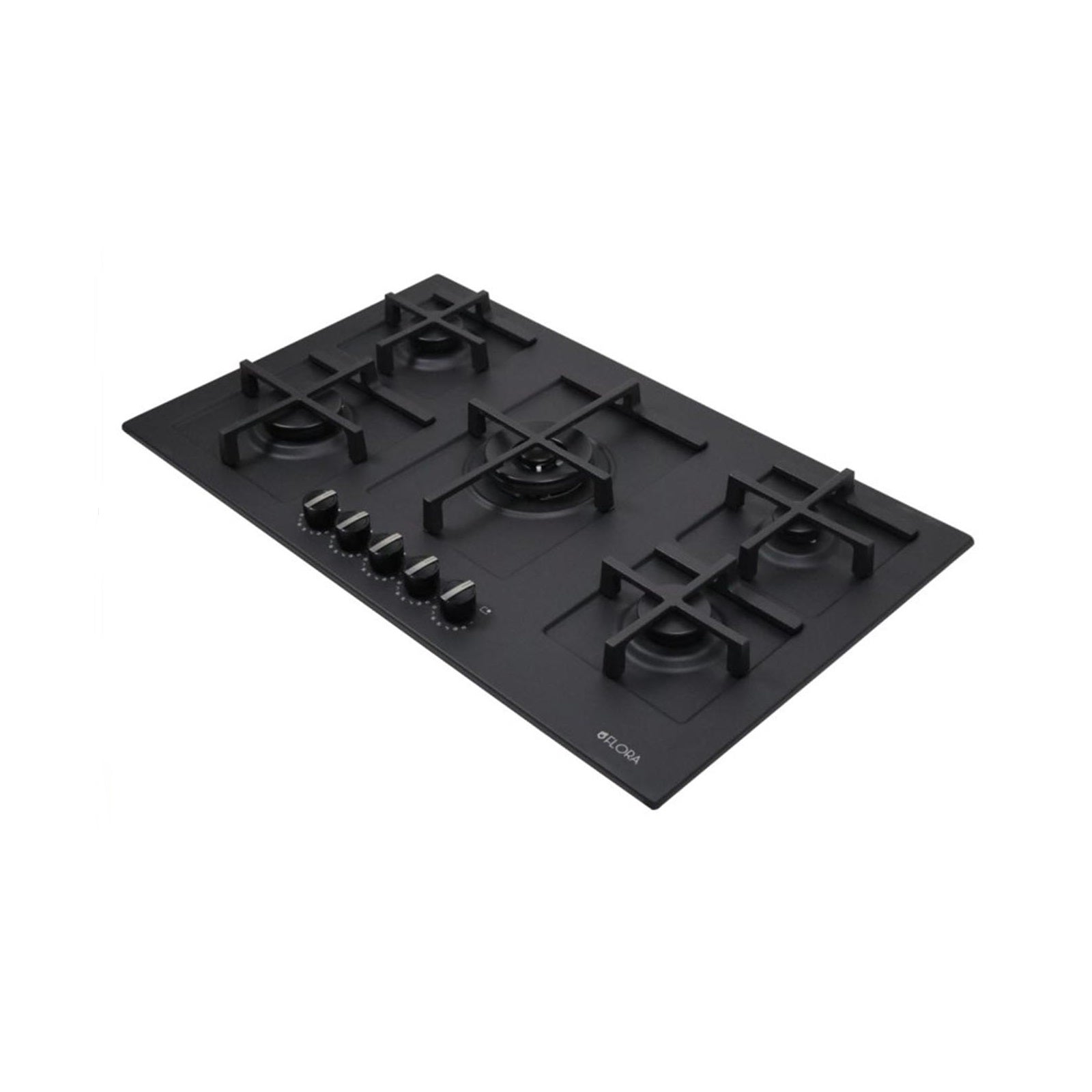 FLORA Hob 90 cm 5 Gas Burners Safety Step Flame Black Matt