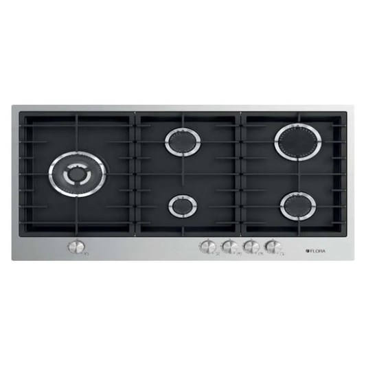 FLORA Hob 90Cm 5 Gas Burners Safety Cast Iron Inox (BU)