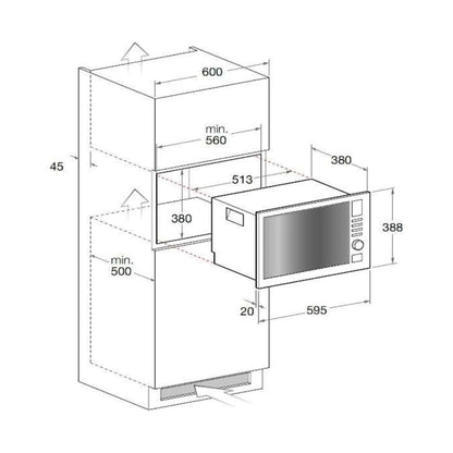FLORA Microwave Built-in 25 Litres Inox