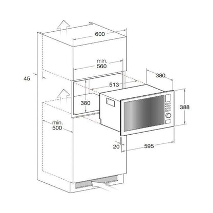 FLORA Microwave Built-in 25 Litres Full Back Glass