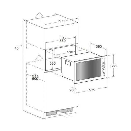 FLORA Microwave Built-in 25 Litres Full Back Glass
