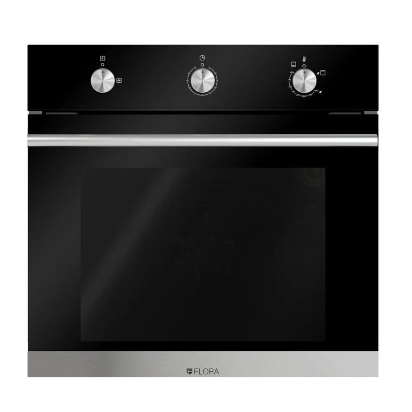 FLORA Oven 60 cm Gas Safety Convection Glass Black FLORA