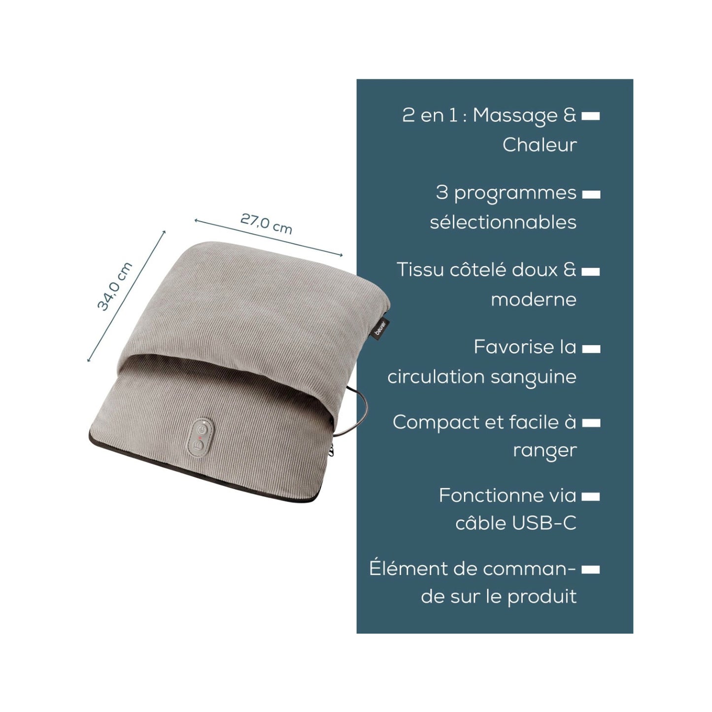 Beurer Foot Massage Cushion with Heat Function Grey BEURER