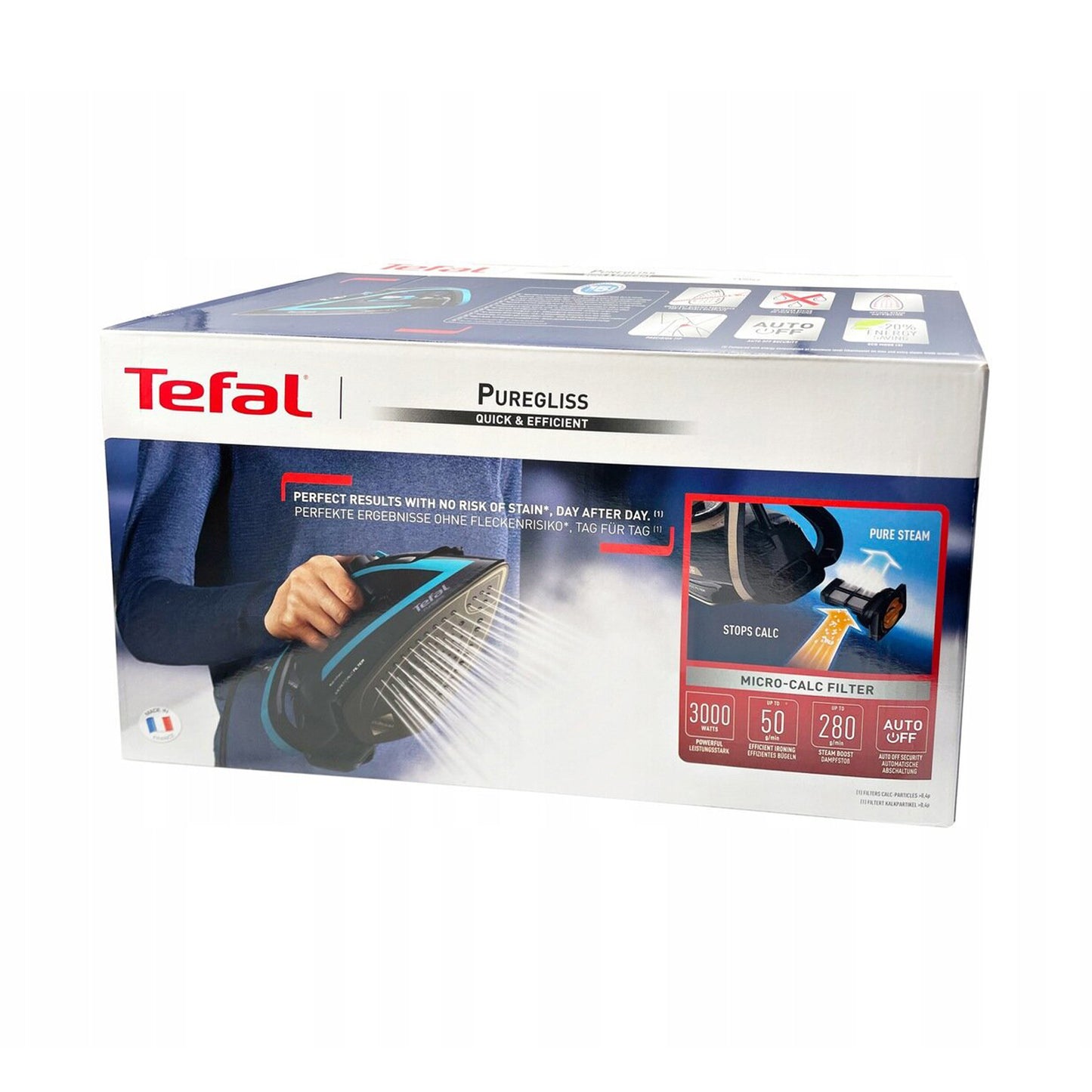 Tefal Puregliss  Steam Iron 3000W 50g/min steam 280g Boost