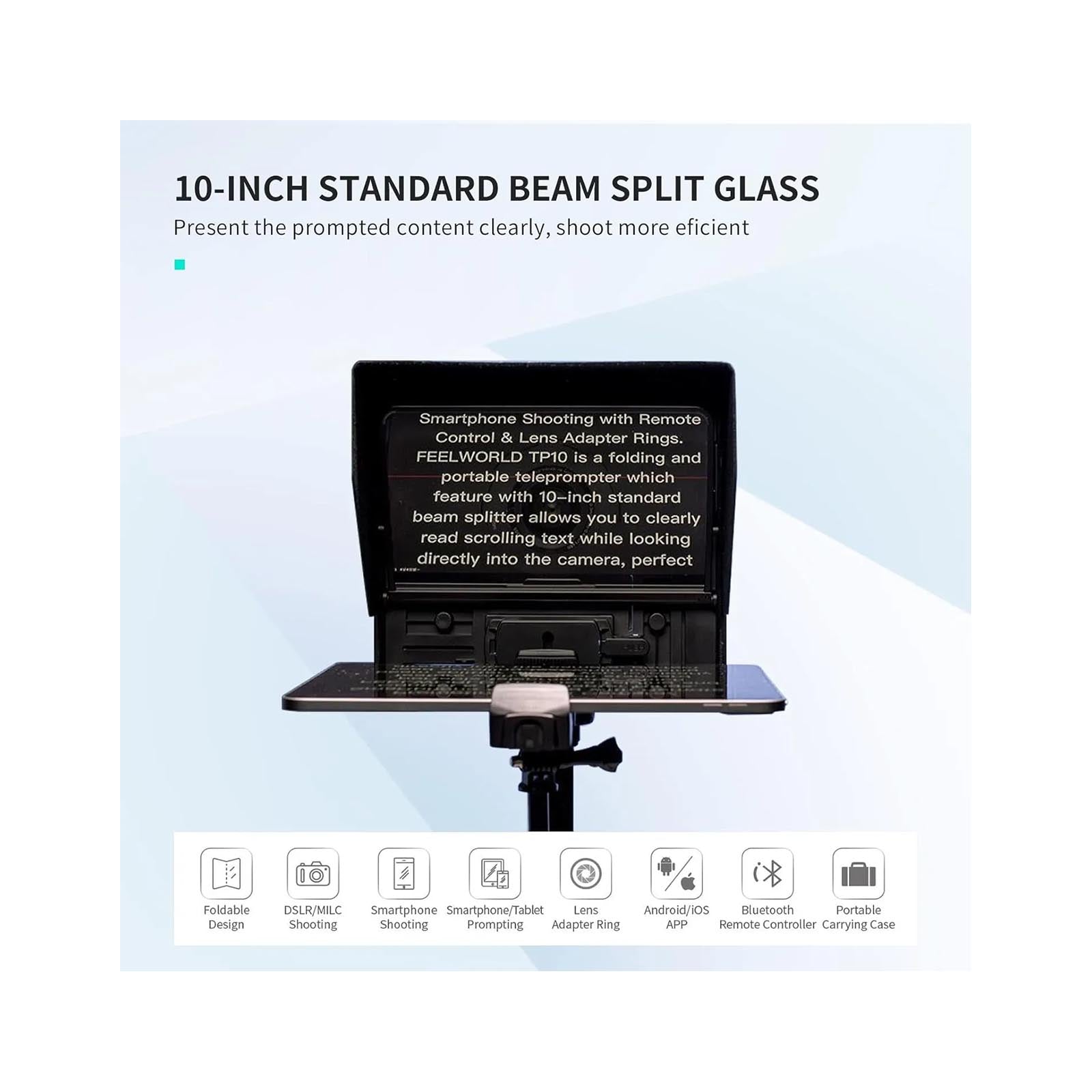 Feelworld Portable Teleprompter 10" with Remote Control