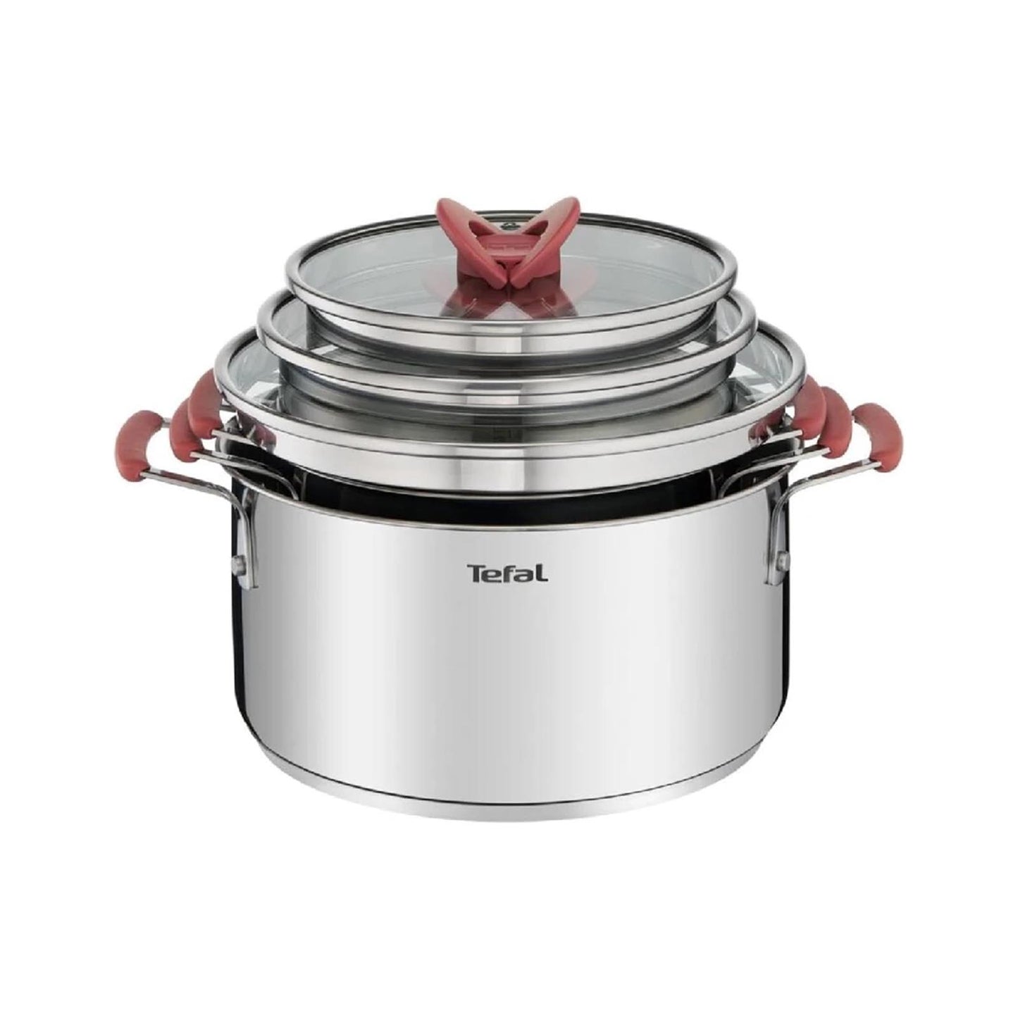 OptiSpace Stainless Steel  6 pcs Stewpots 18/20/24+lid (Orange) TEFAL