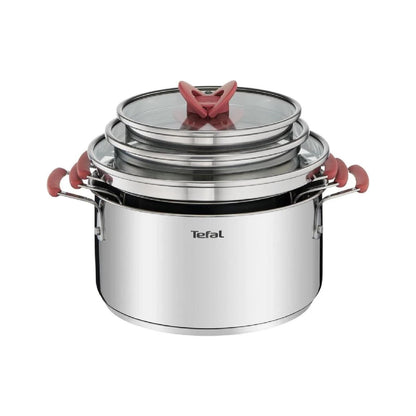 OptiSpace Stainless Steel  6 pcs Stewpots 18/20/24+lid (Orange) TEFAL