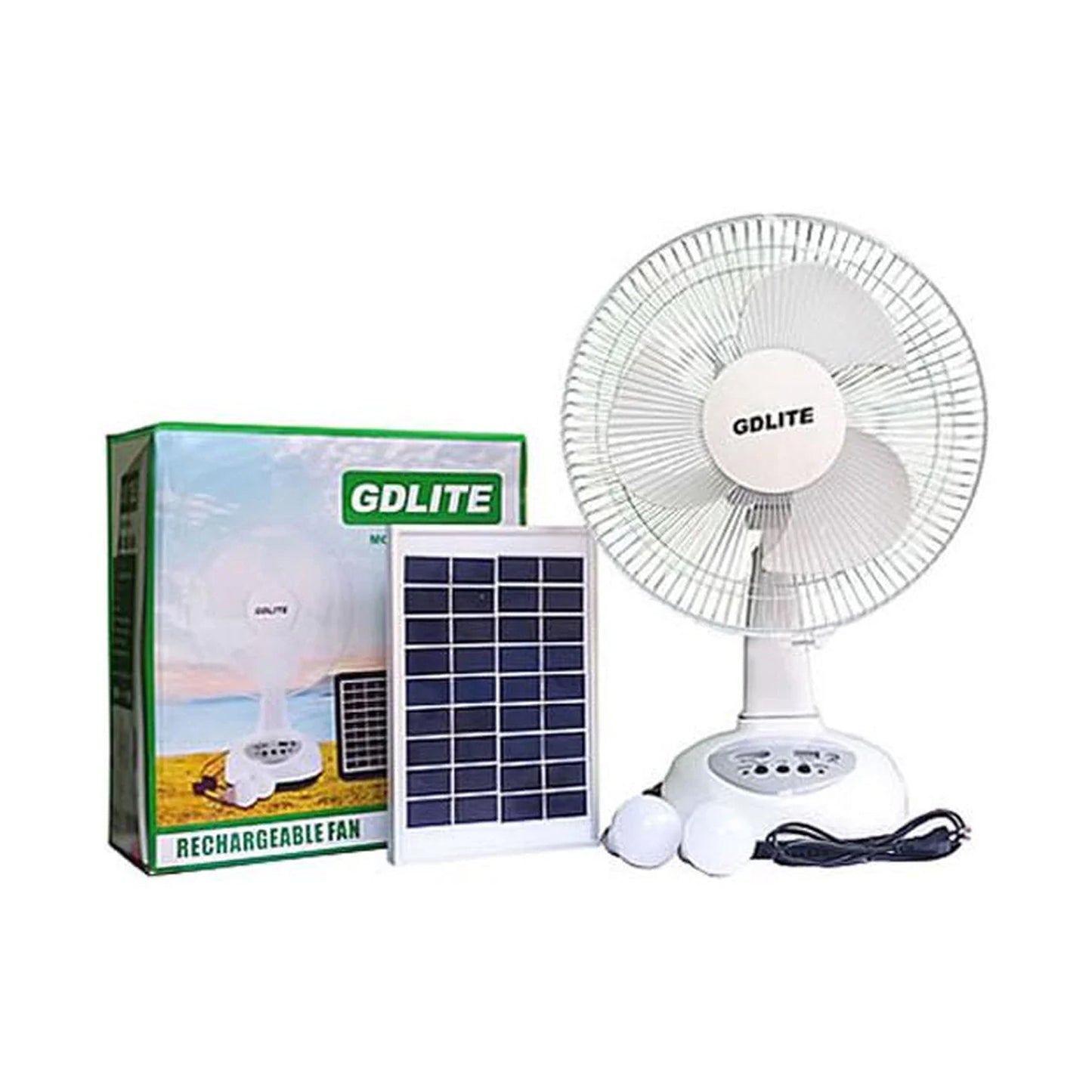 GDLITE Solar Rechargeable Fan With 2 Speeds