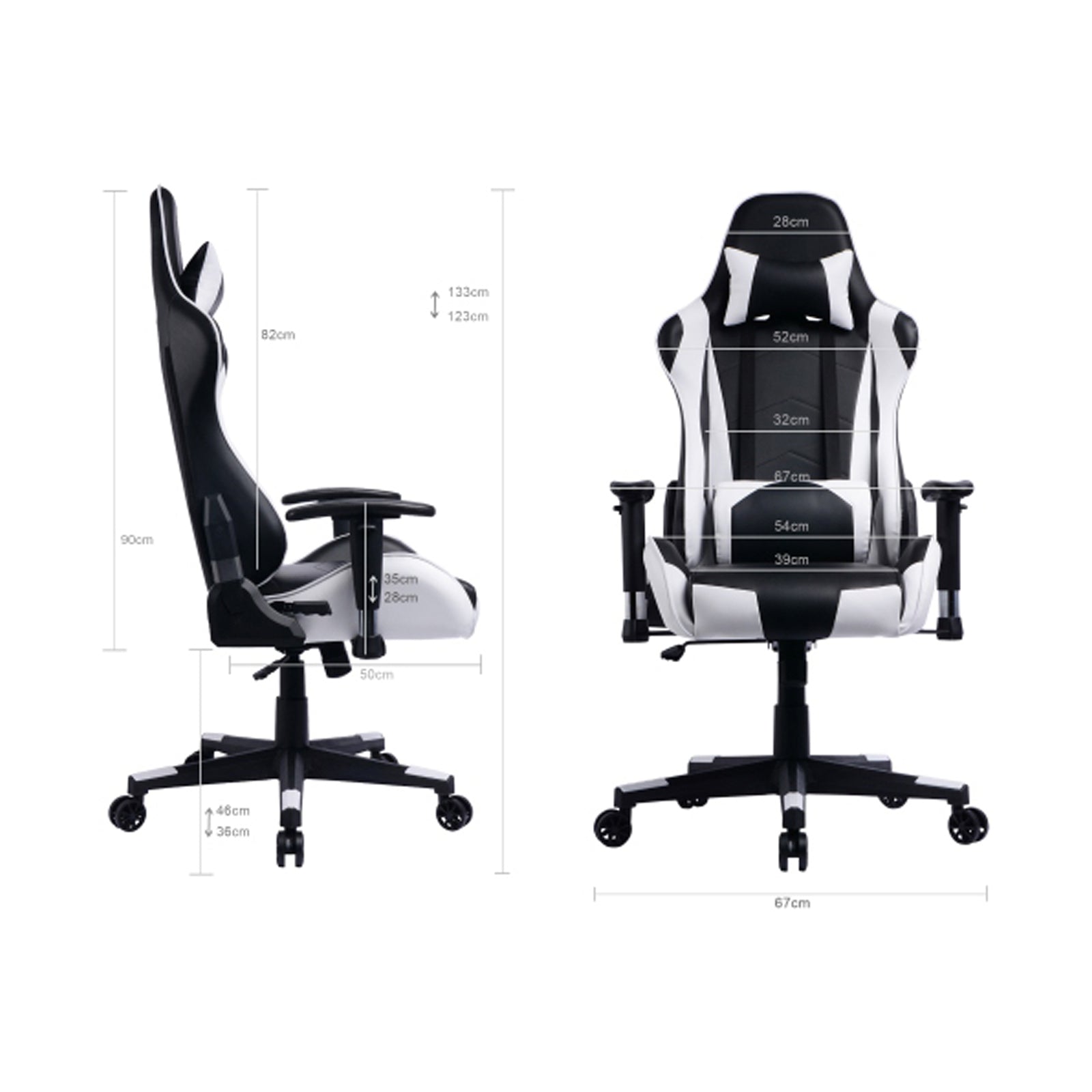 GAMING CHAIR - BLACK/WHITE