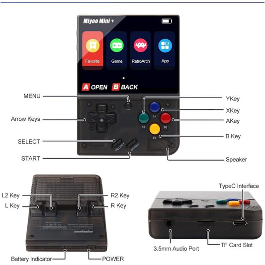 MIYOO MINI+ BK GAME ORIGINAL RESOLUTION 3000MAH - Black