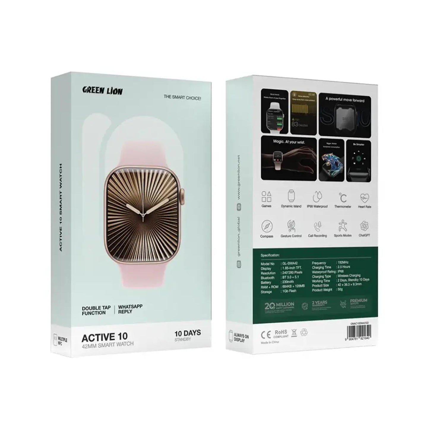 Green Lion Active 10 42mm Smart Watch - Rose Gold GREEN LION