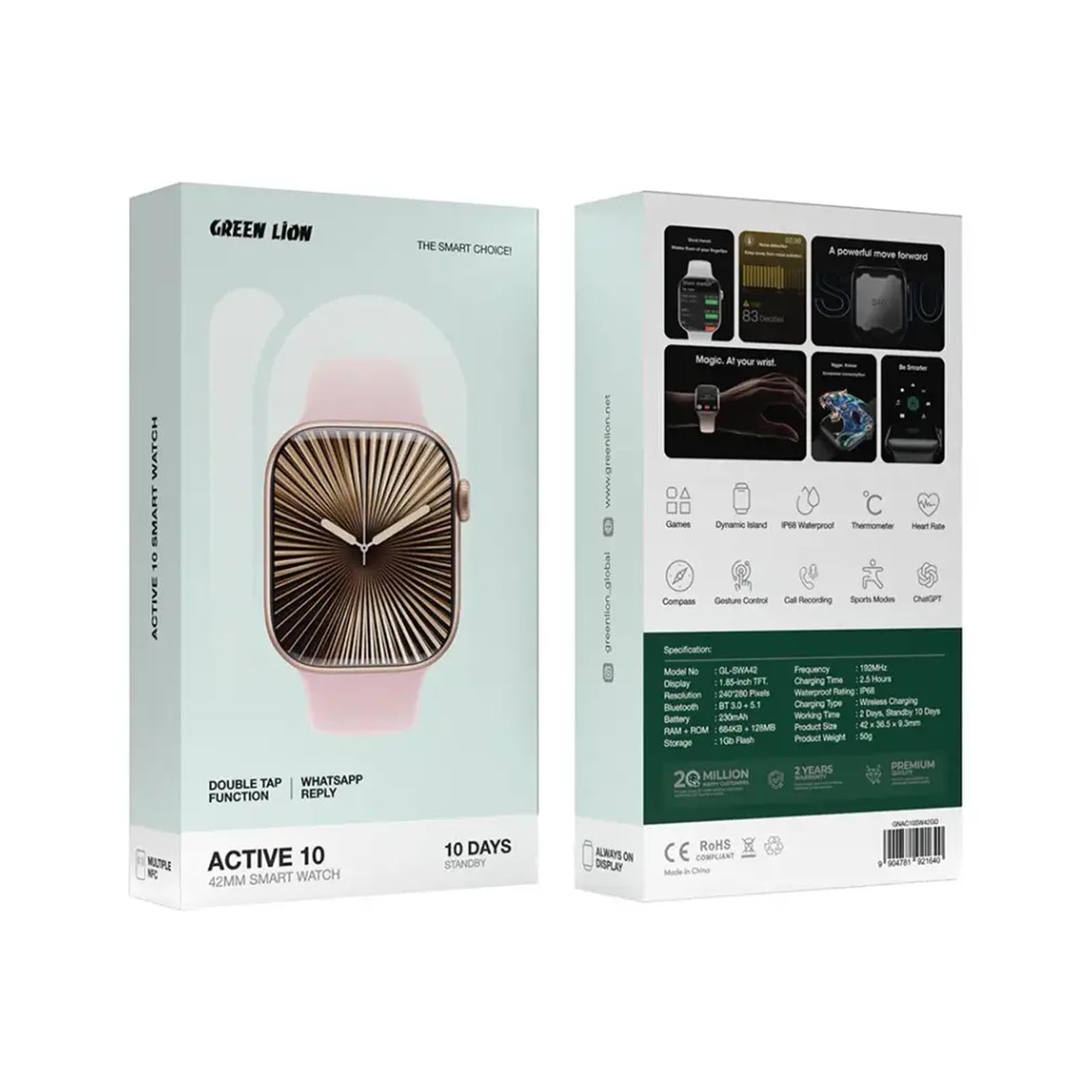 Green Lion Active 10 42mm Smart Watch - Rose Gold