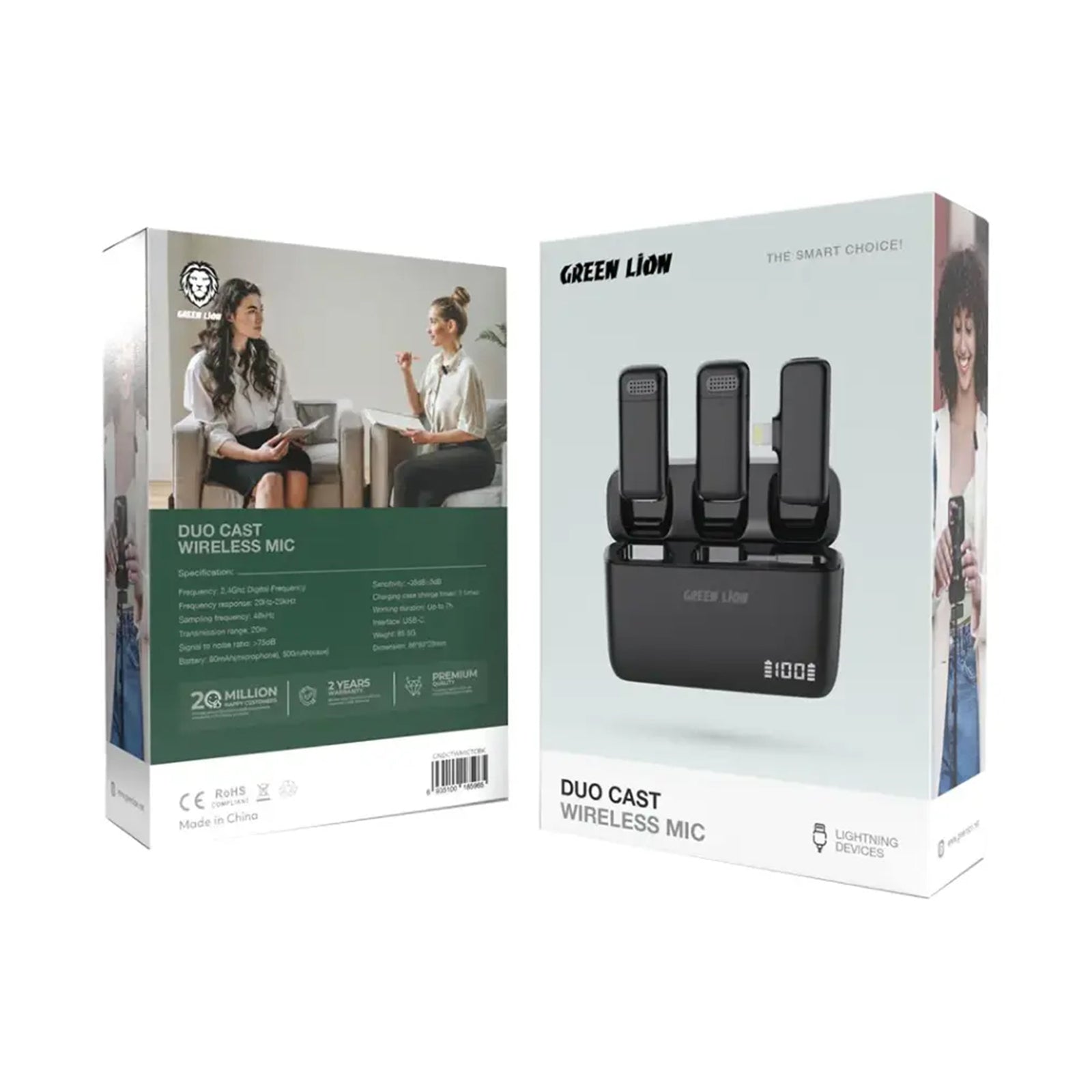 GREEN LION Duo Cast Wireless Mic Lightening - Black