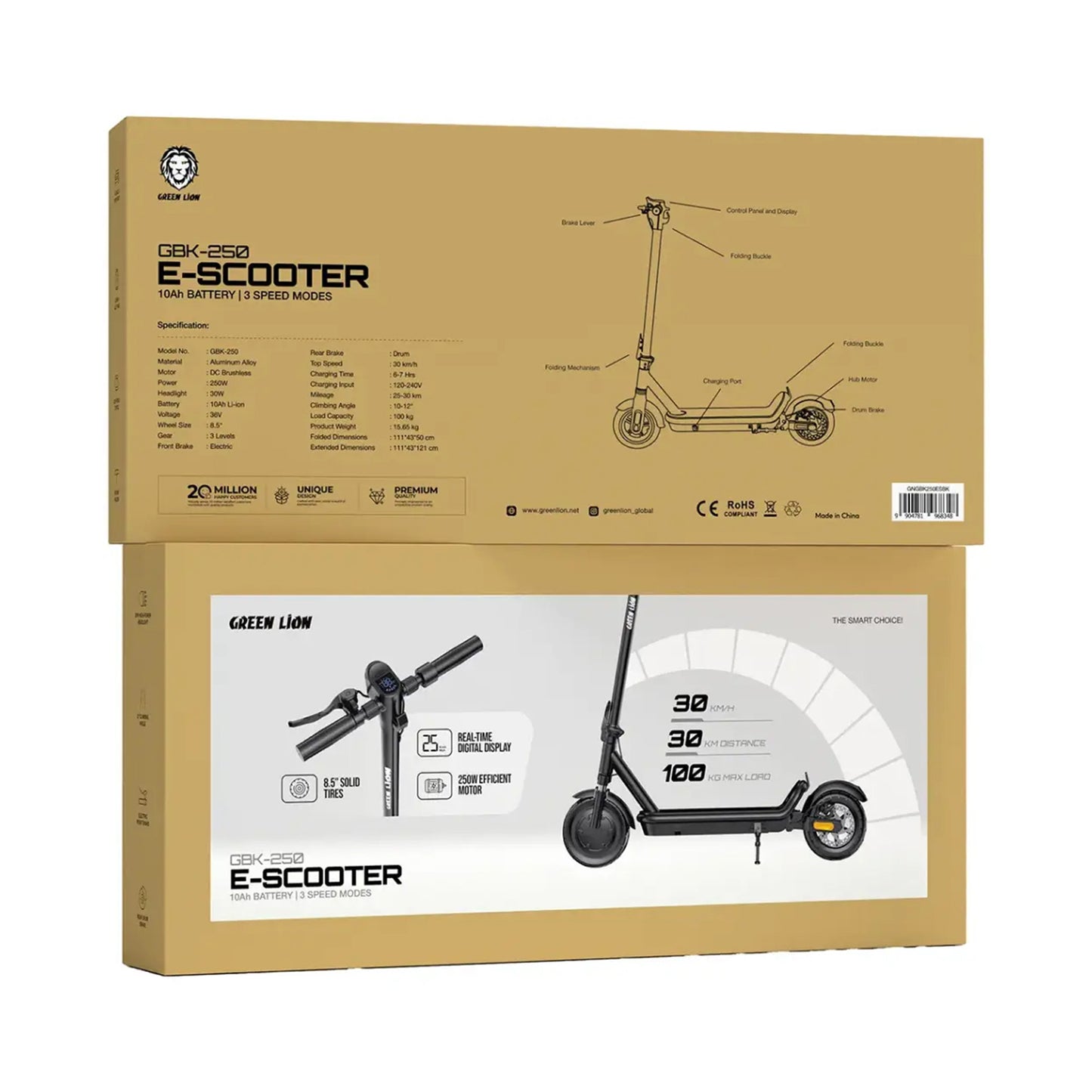 GREEN LION GBK-250 Scooter - Black