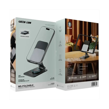 Green Lion M5-Foldable Phone & Tablet Holder - Black