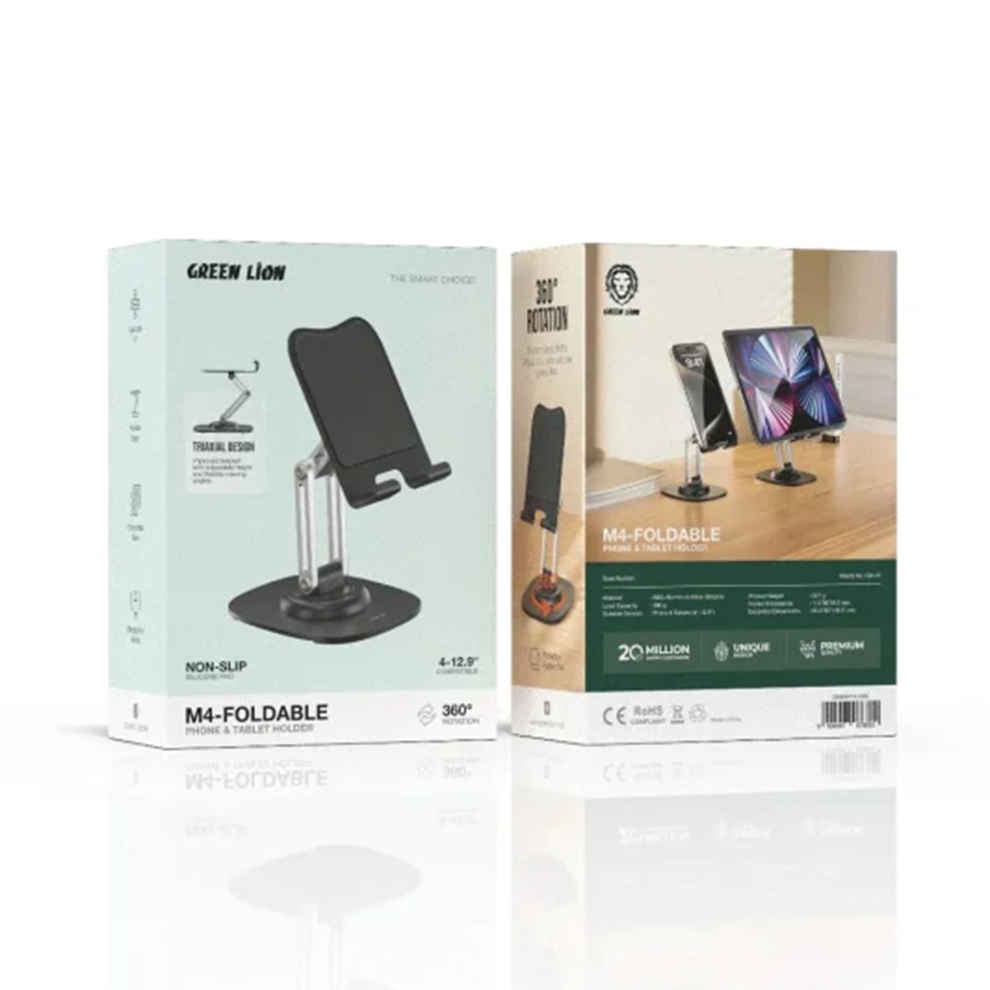 Green Lion M4-Foldable Phone & Tablet Holder - Black