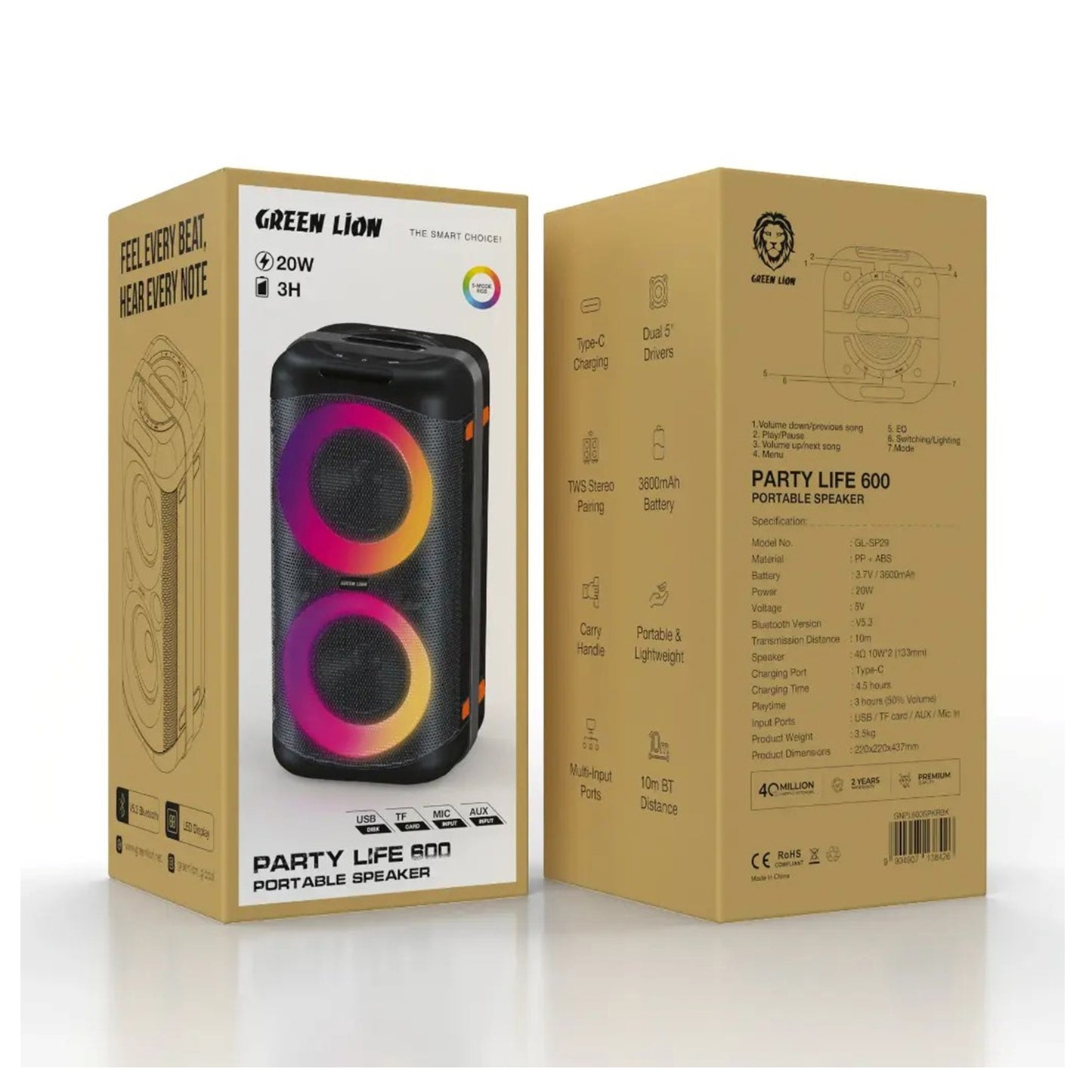 Green Lion Party Life 600 Speaker - Black