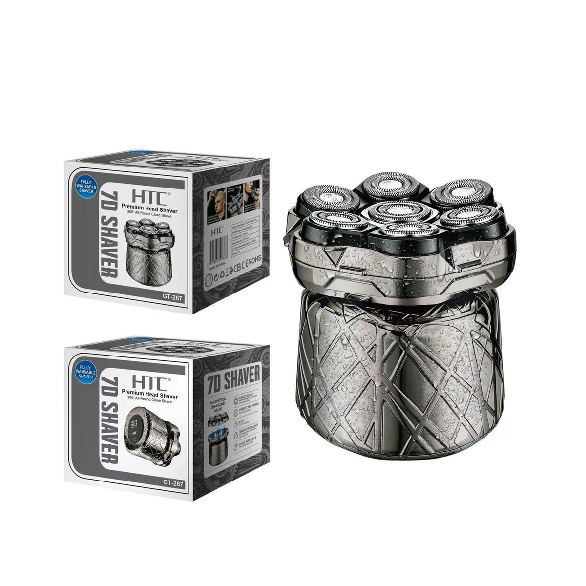 HTC Premium Head Shaver 7 Heads 360 round close washable HTC