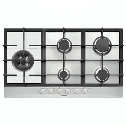 G.GAS Hob 90Cm 4 Gas+1DB Font Cast Iron(HIX) Safety Inox(BU)