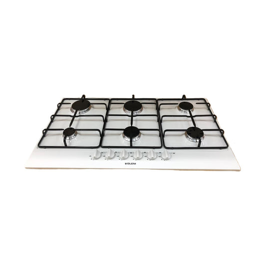GLEM GAS Hob 90 Cm 6 Gas Burners White