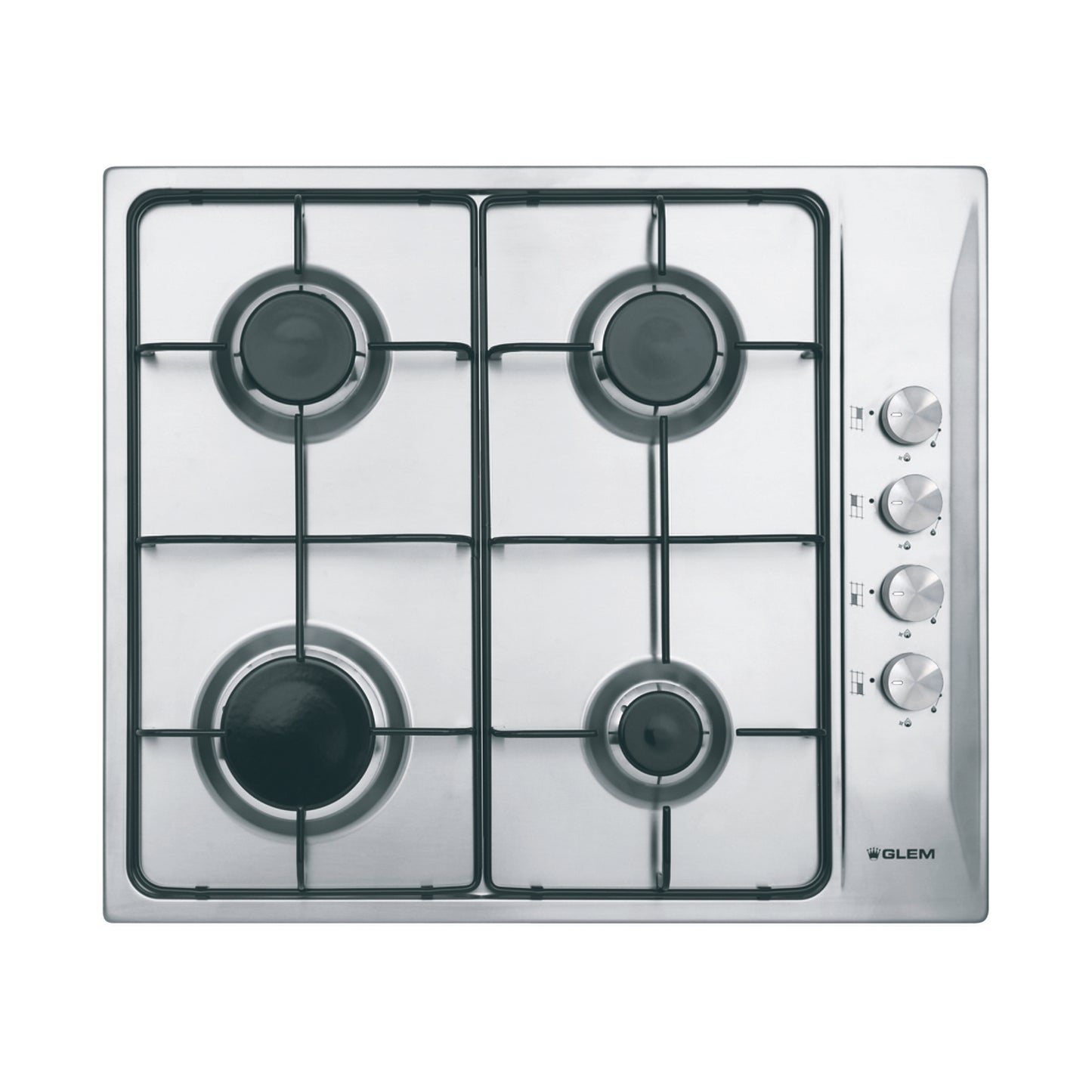 GLEM GAS Hob 60 Cm 4 Gas Burners Safety Cast Iron Inox