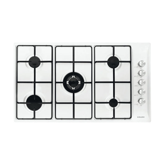 GLEM GAS Hob 90Cm 4Gas+1DB Ignition Safety White (BU)