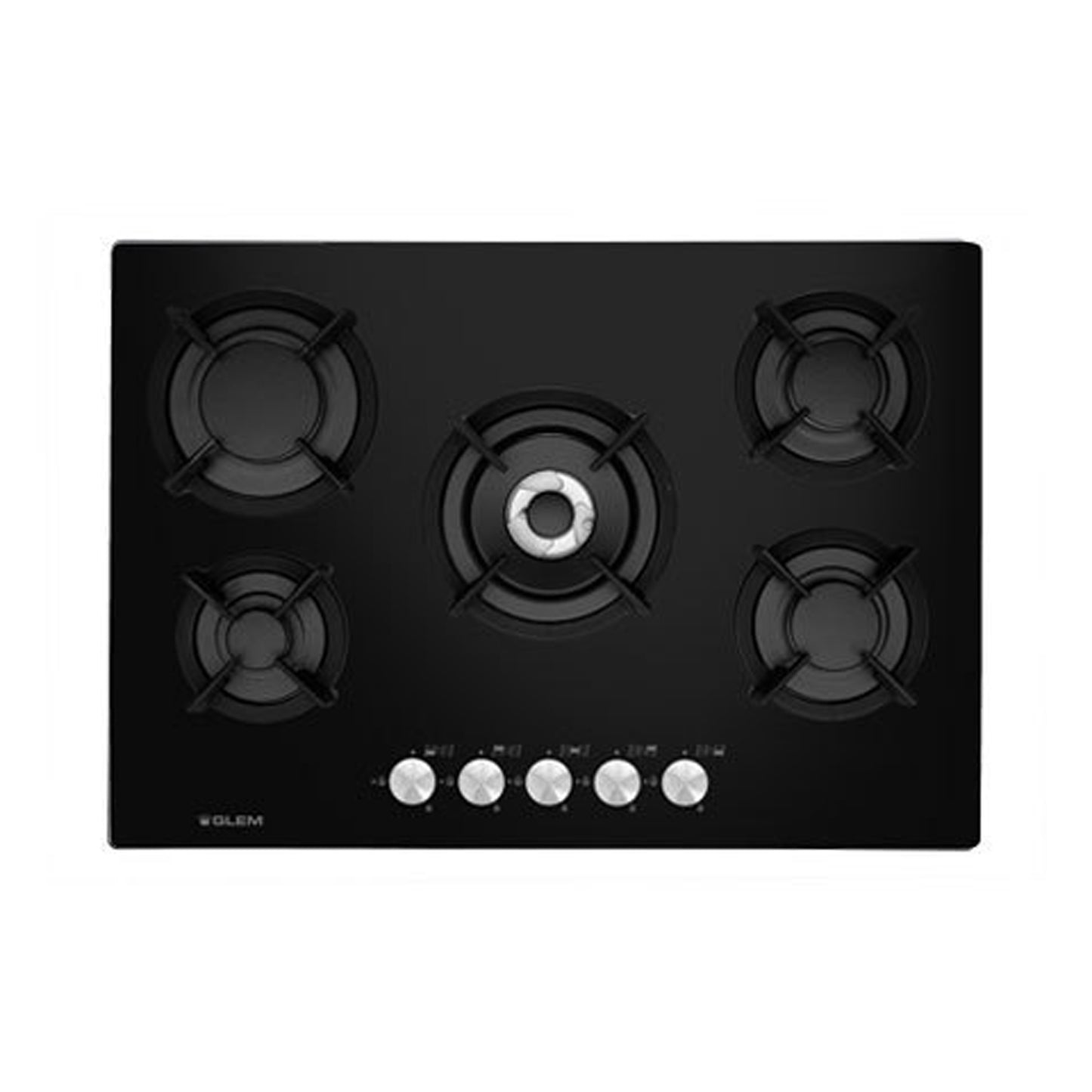 G.GAS Hob 70Cm 5 Gas Burners Cast Iron Glass Black