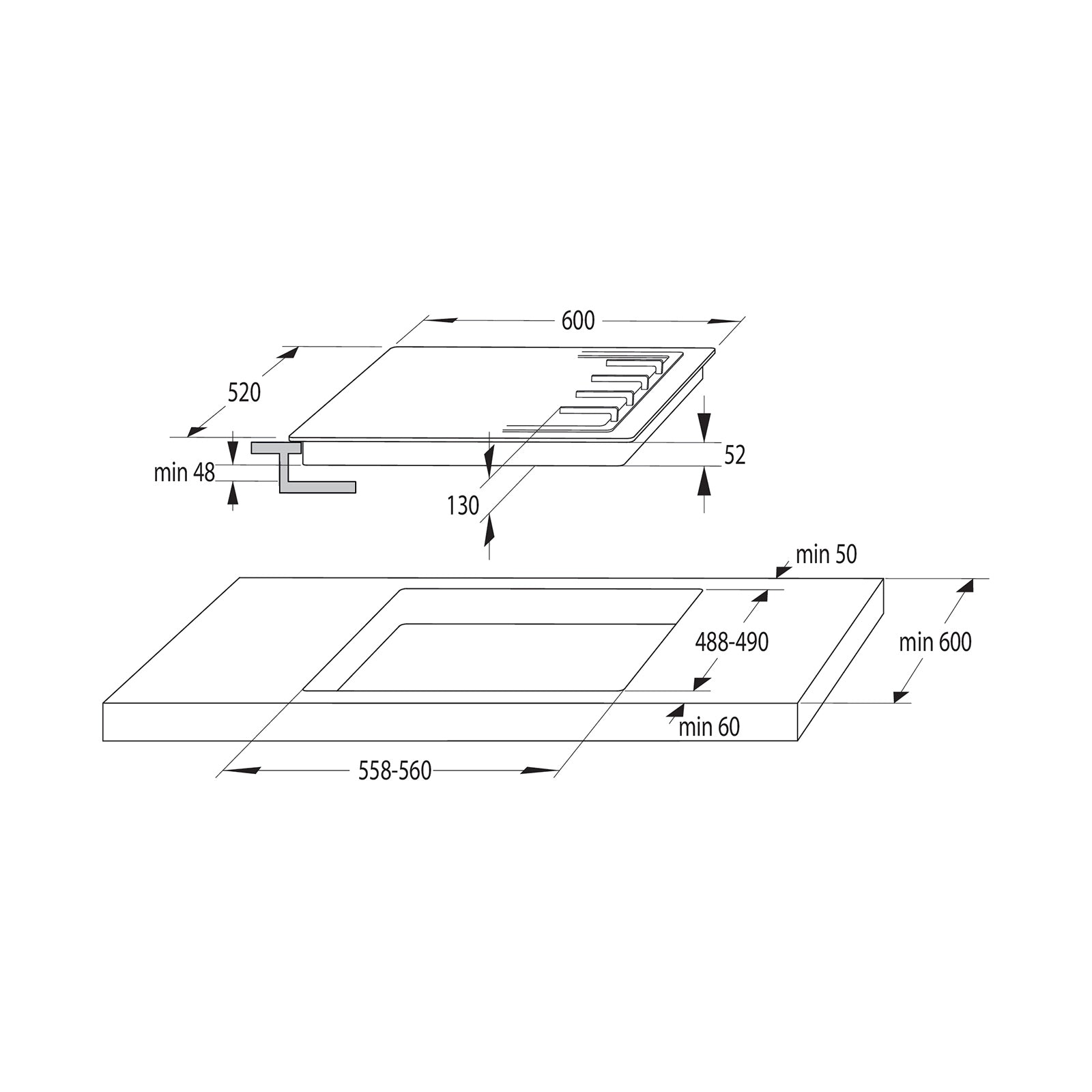 GORENJE Hob 60 Cm 4 Gas Burners Cast Iron Black